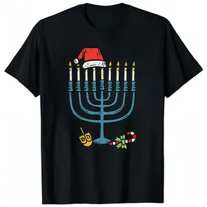 Christmas Hat Menorah Jew Hanukkah Chanukah Unisex Kids T-Shirt Classic