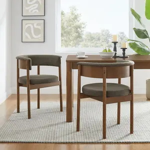 Clea Curved Upholstered Dining Chairs Set Of 2 in Taupe