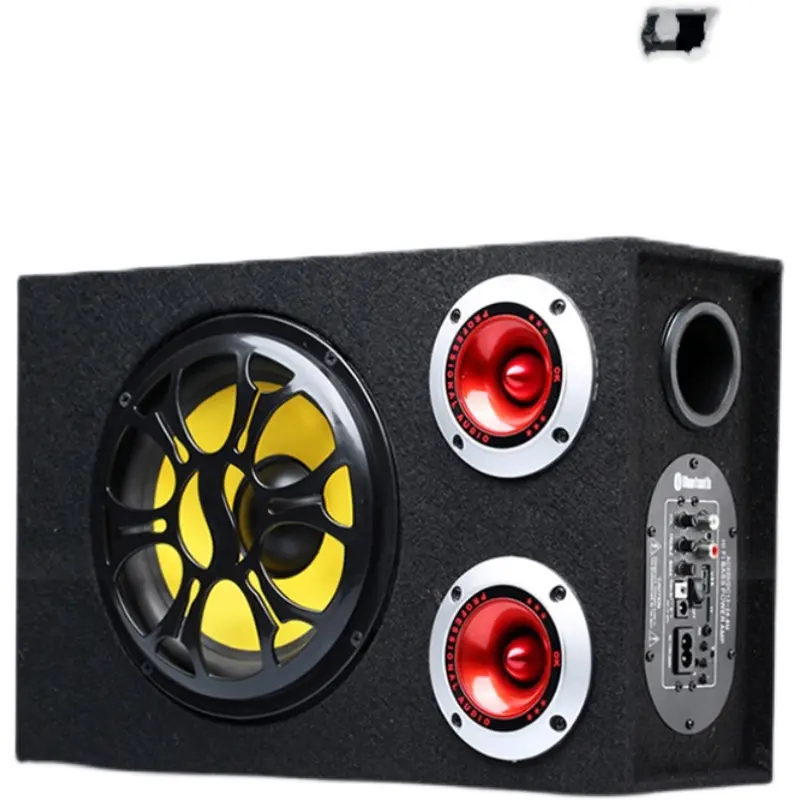 Compact Dual Tweeter Subwoofer Car Stereo Speaker, 12V-24V-220V Bluetooth Stereo System with TF Card Slot, Multi-Voltage Accessory for Truck Driving & Home Use, Subwoofers