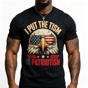 I Put The Tism in Patriotism Retro Eagle USA Flag 4th July T-Shirt