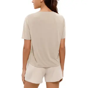 ODODOS Modal Soft Short Sleeve Shirts for Women Crew Neck Yoga Tee Casual Workout Tops Minimalistic Activewear Athletic Fashion Activewear