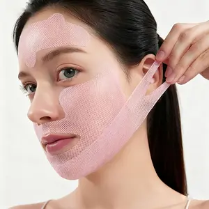 Unisex Cat Ear Mesh Face Mask (5pcs/Box) - Wire Mesh Split Design, Clear Contours, Pink, Liquid-Resistant, High Elasticity, Non-Slip, No-Wash, Suitable for Daily & Nighttime Use