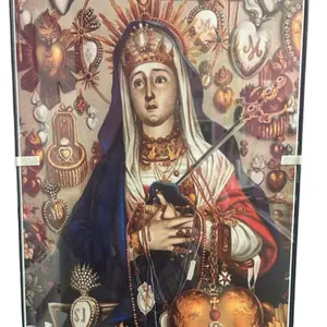 Vodoo Goddess Azuri Portrait African Voodoo Ezili Freda Religious Art Poster with Gold Blue Red Green and Gold Embellishments for Home and Office Wall Decoration Frameless/FrameOrnaments Cultural Artistry