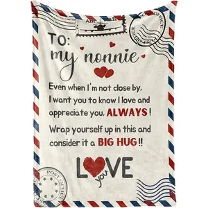 Nonnie Gifts, Grandma Gifts for Nonnie, Flannel Throw Blankets on Mother's Day, Christmas, Birthday, 60" x 80", Letter