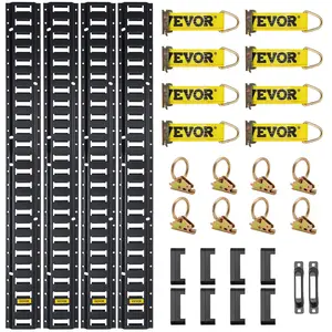 【Summervibes】VEVOR E Track Tie-Down Rail Kit,  30PCS 5FT E-Tracks Set Includes 4 Steel Rails & 2 Single Slot & 8 O Rings & 8 Tie-Offs w/D-Ring & 8 End Caps, Securing Accessories for Cargo, Motorcycles, and Bikes