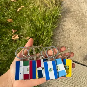 Square Shaped Keychain with Your Country Flag - Features Multiple Flags on Display Card