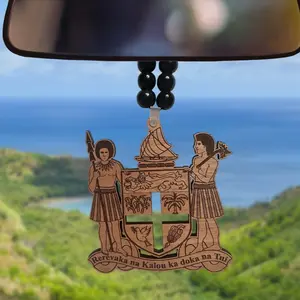 Fiji Ornament - 1/4 Inch Thick Wood Cherry Hickory Mahogany Unfinished 4-4.5 Inches Long Side Stylish Accessory