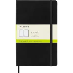 Classic Notebook, Large, Plain, Black, Hard Cover (5 x 8.25)
