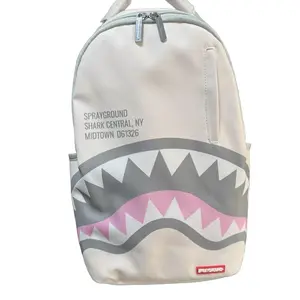SG Shark Mouth Backpack Cherry Blossom Pink Stylish Large Capacity Unisex Casual Student Schoolbag Travel Bag Personalized