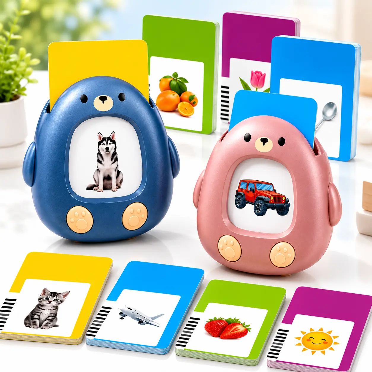 Talking Flash Cards Toy for Kids - English Language Learning Set for Toddlers & Preschoolers - Interactive Tapping Game with Vocational Voice Feedback