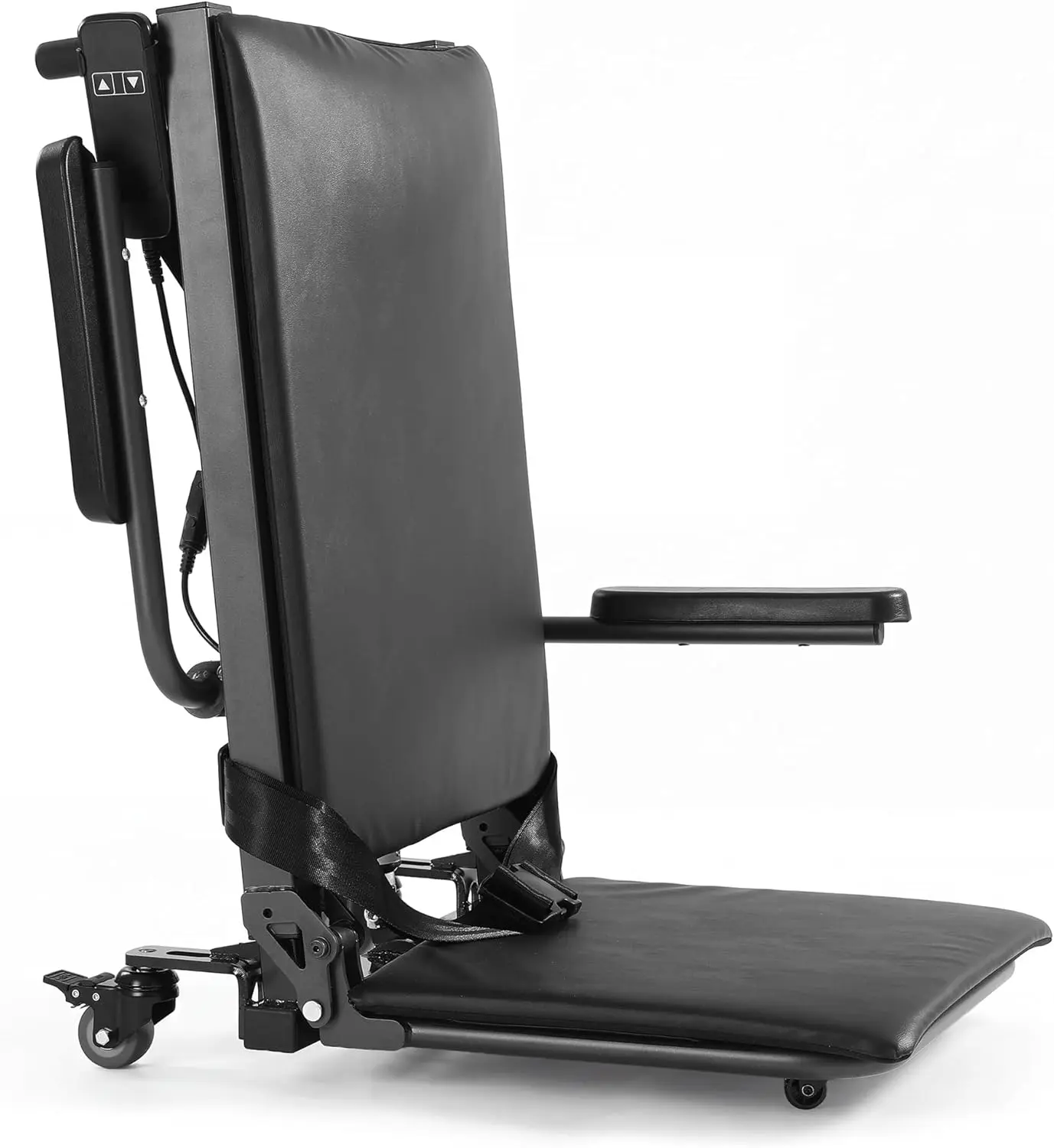 Electric Floor Lift Chair for Seniors - 450LBS Capacity, 100 Uses/Charge, 18'' Lifting Height, Lithium Battery, 4 Upgraded Locking Wheels, Leather Cushion, Portable Fall Protection Assist (Health & Medical Braces Supports)