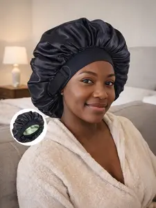 Satin Bonnet Double Layer Silk Bonnet Adjustable Elastic Band Bonnets for Curly Hair Sleep Cap Reversible Hair Bonnet for Women Men Sleeping