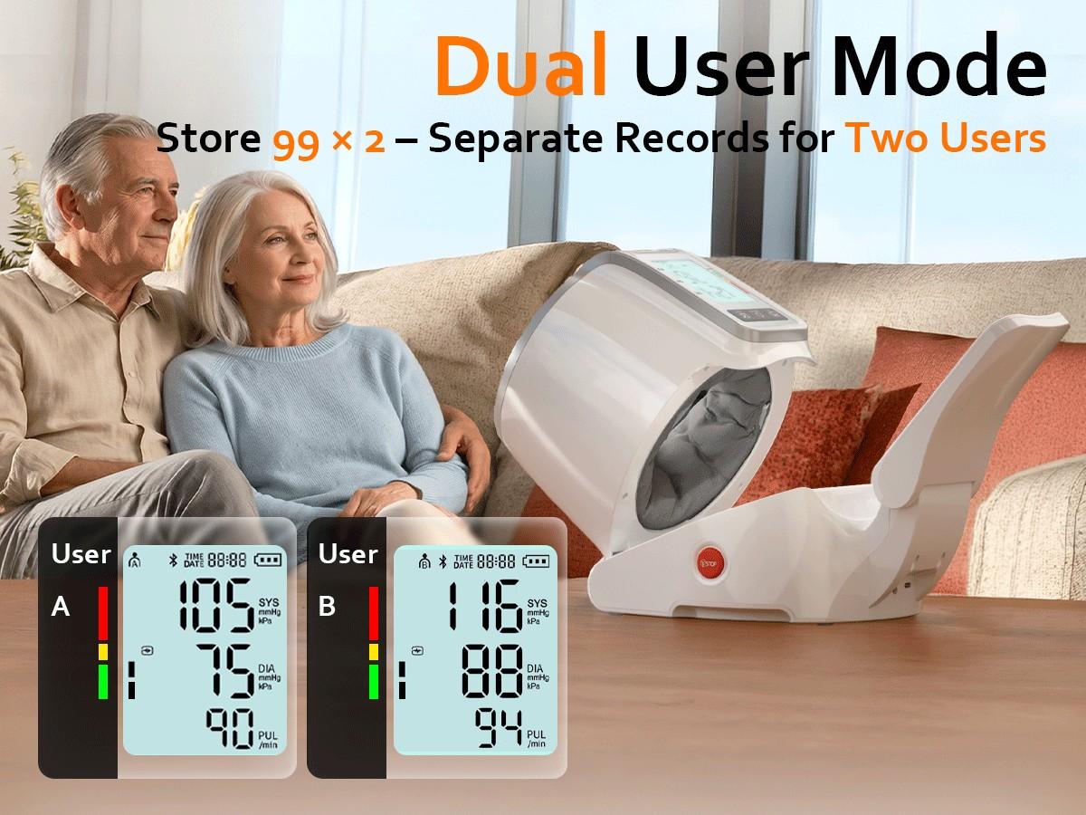 Upper Arm Blood Pressure Monitor for Home Use, Large Backlit LCD, Automatic Cuff Expands to 7.1"-16.5", One-Touch Barrel-Type Blood Pressure Monitors, Dual User 99x2 Memory, Pearl