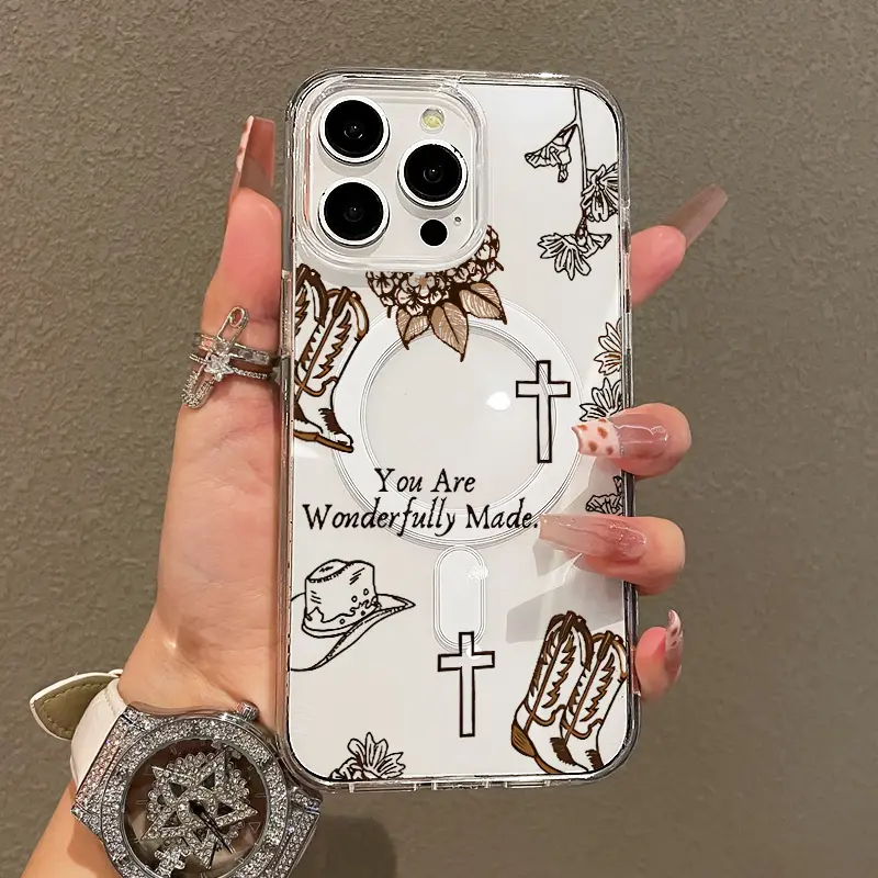 Western Faith Themed Silicone TPU Smartphone Cover - Lightweight, Shockproof, Drop-Resistant, Transparent Protective Mobile Phone Accessory for iPhone 11/12/13/14/15/16/17 Pro Max, Ideal for Teen Girls