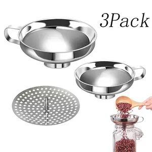 3 Pack Stainless Steel Canning Funnel Set - Wide Mouth Funnel for Mason Jars