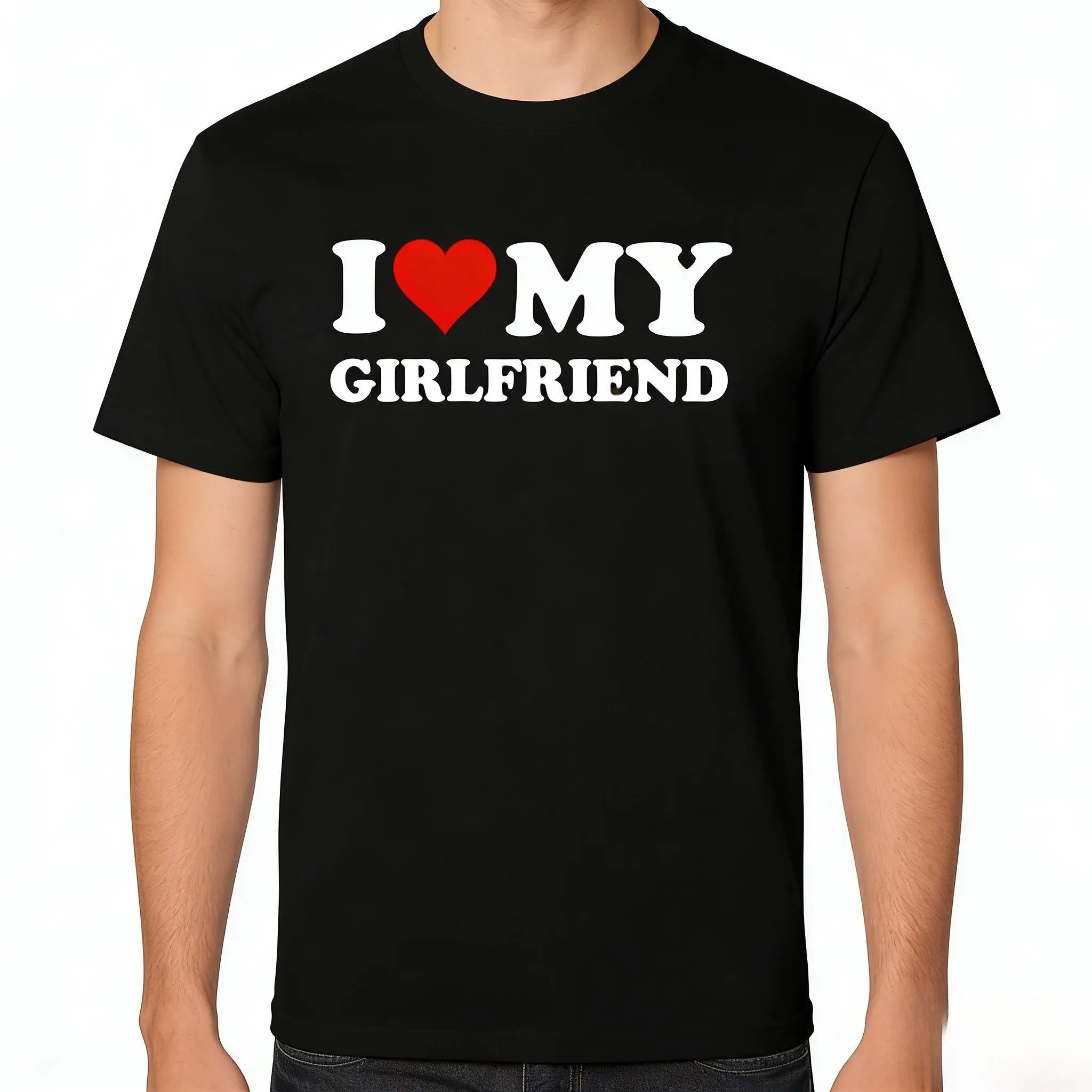 Unisex Matching Couple Pullover Hoodies, Soft Relaxed-Fit Casual Sports Tops with Customized Digital Print "I Love My Boyfriend/Girlfriend", Fall Streetwear, Cute Birthday Gift