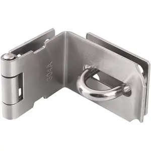 HOWDIA 4 Inch Door Hasp Latch 90 Degree, Stainless Steel Safety Right Angle Padlock Hasp Locking Latch Security Door Clasp Hasp Lock Latch for Push/Sliding/Barn Door, 2Mm Thick, Brushed Silver Gizhome