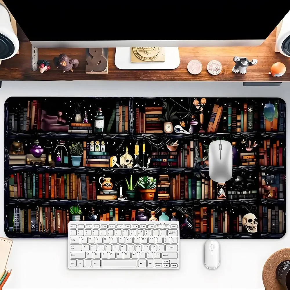 Gothic Bookcase Pattern Mouse Pad, Rectangle Gaming Mouse Pad, Office Desk Keyboard Mat for Home Office Desk, Desk Accessory, Desk Mats, Computer Accessories For Desk, Desk Gadgets