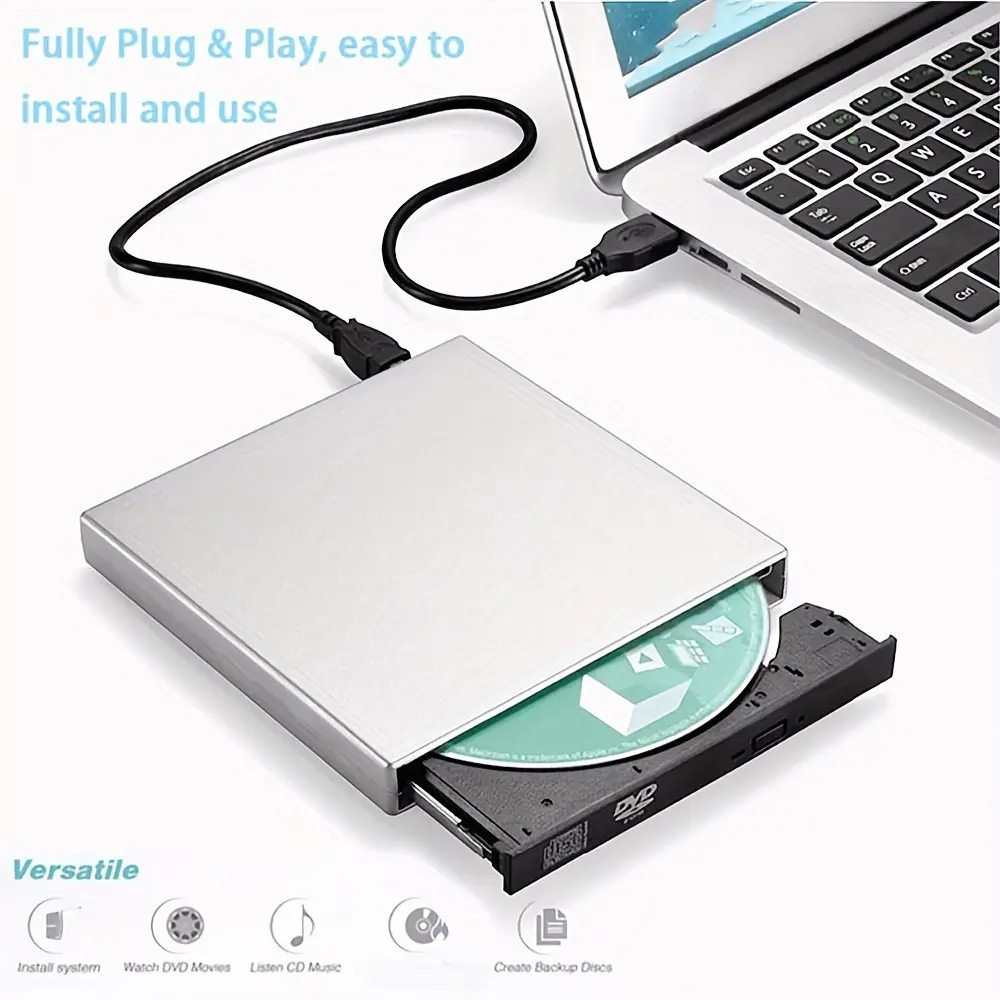 External DVD CD/DVD-ROM CD-RW Player Portable External CD-RW Drive DVD-RW Burner Recorder Player for Laptop Desktop Computer with Storage Bag