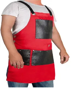 Forgica Work Apron with Pockets – Cotton Apron with Adjustable Buckle Bartender, Barber Apron – Waterproof Grill Aprons Leather Lightweight