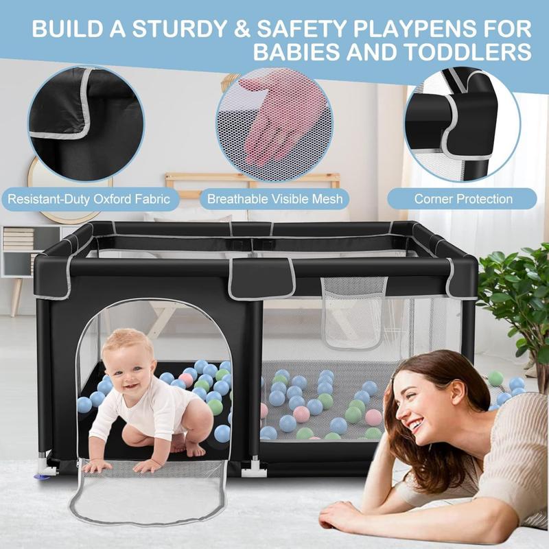 Baby Playpen with Walking Pull Ring, Storage Bag, Indoor and Outdoor Playard, Play Pens for Kid Activity Center, Sturdy Safety Baby Fence with Breathable Mesh for Toddler playpen