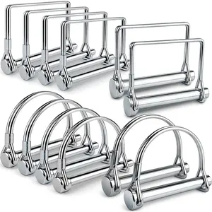 12-Pack Trailer Hitch Pin Assortment, 1/4" and 5/16" Diameter, Square and Arch Wire Lock Pins, Zinc-Plated Carbon Steel Safety Pins for PTO, Farm, Mower, and Boat Trailer Couplers,