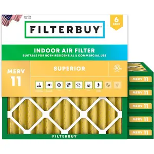 Filterbuy 18x18x2 Air Filter (6-Pack), Pleated MERV 11 Allergen Defense HVAC AC Furnace Air Filters (Actual Size: 17.75 x 17.75 x 1.75 Inches)