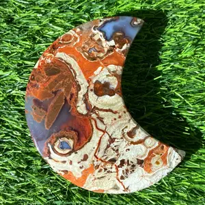 Money Agate Moon Three Moons in A Set Natural Gemstone for Home Decor and Healing