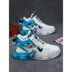 FashionLettersPrintColorblockNon-slipSneakers,CasualComfortableBreathableSportsFallHighcutShoesforOutdoorActivities,TrendyAll-matchTrendingSneakersforMenMothergift