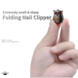 Foldable Mini Owl Nail Clipper with Keychain - Portable Stainless Steel Owl callus remover feet Nail Trimmer, Nail Art Trim, Black Orange Gel Bottle Manicure Gift Compact Daily Cutics nail drill
