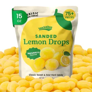 Snackathon Sanded Lemon Drops Hard Candy, Old Fashioned Sweet & Sour Lemon Candy, Naturally Flavored, Sugar-Dusted Retro Treat in a Resealable Bag