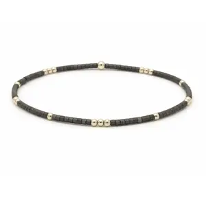 2mm Newport GRAPHITE + Gold Filled Waterproof Bracelet