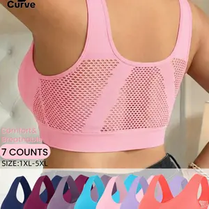 Spring Breathable Mesh Bra,Plus Size Women's Wireless Seamless Crop Top Set, Breathable Layered Design, No Padding,Solid Wide Strap Underwear, All-Season Comfort,Stretch&Skin-Friendly Vest,7-day Week Bra,Sleep&Home Women's Bra