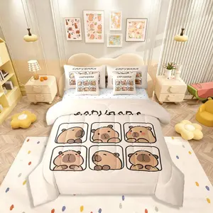 Capybara 7 Piece Bedding Set,Cute Animal Bed Bag,Capybara Lovers Bed Set,Includes Comfortersheet Set,Pillowcases  Covers All Season Bed Set
