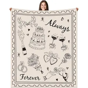 Wedding Gifts for Couples 2026 Soft Blanket Bridal Shower Gifts for Bride Throw Blanket for Anniversary Mr and Mrs Newlyweds Wedding, 60 x 50 Inch