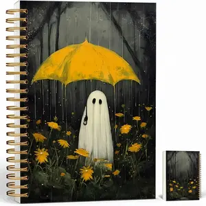Notebook Journal for Women - A5 Spiral Notebook with  in forest Design,  Dark Romantic  Wildflowers, Gothic Office & School Supplies,  Gifts for Women Birthday, Christmas (Yellow umbrella)