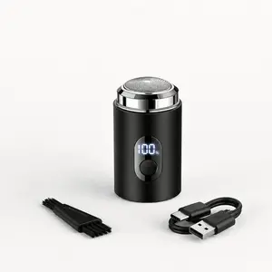 Mini Portable Electric Shaver for Men, Digital Display USB Rechargeable Pocket Rotary Razor, Travel Compact Shaving Gadget for Car Daily Use, Perfect Gift for Husband Dad