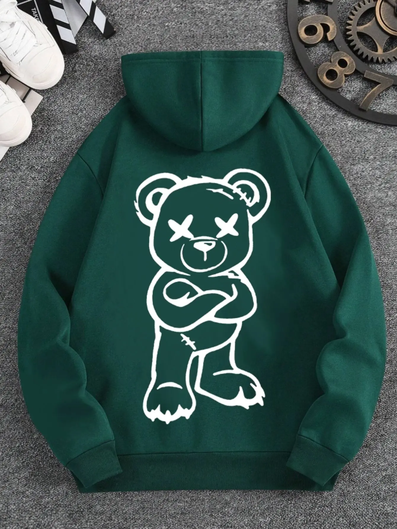 Playful Men's Hooded Sweatshirt Featuring a Rebellious Cross-Eyed
