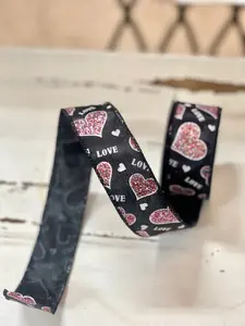 1.5 Inch By 10 Yard Love And Hearts Ribbon