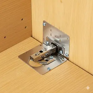 Heavy-Duty Cabinet Hinge Repair Plate - Single Piece Furniture Door Reinforcement Bracket, Fix Loose Hinges, DIY Home Repair Essential, Kitchen Cabinet Drawer Hardware Upgrade, Durable Metal Hinge Repair Tool