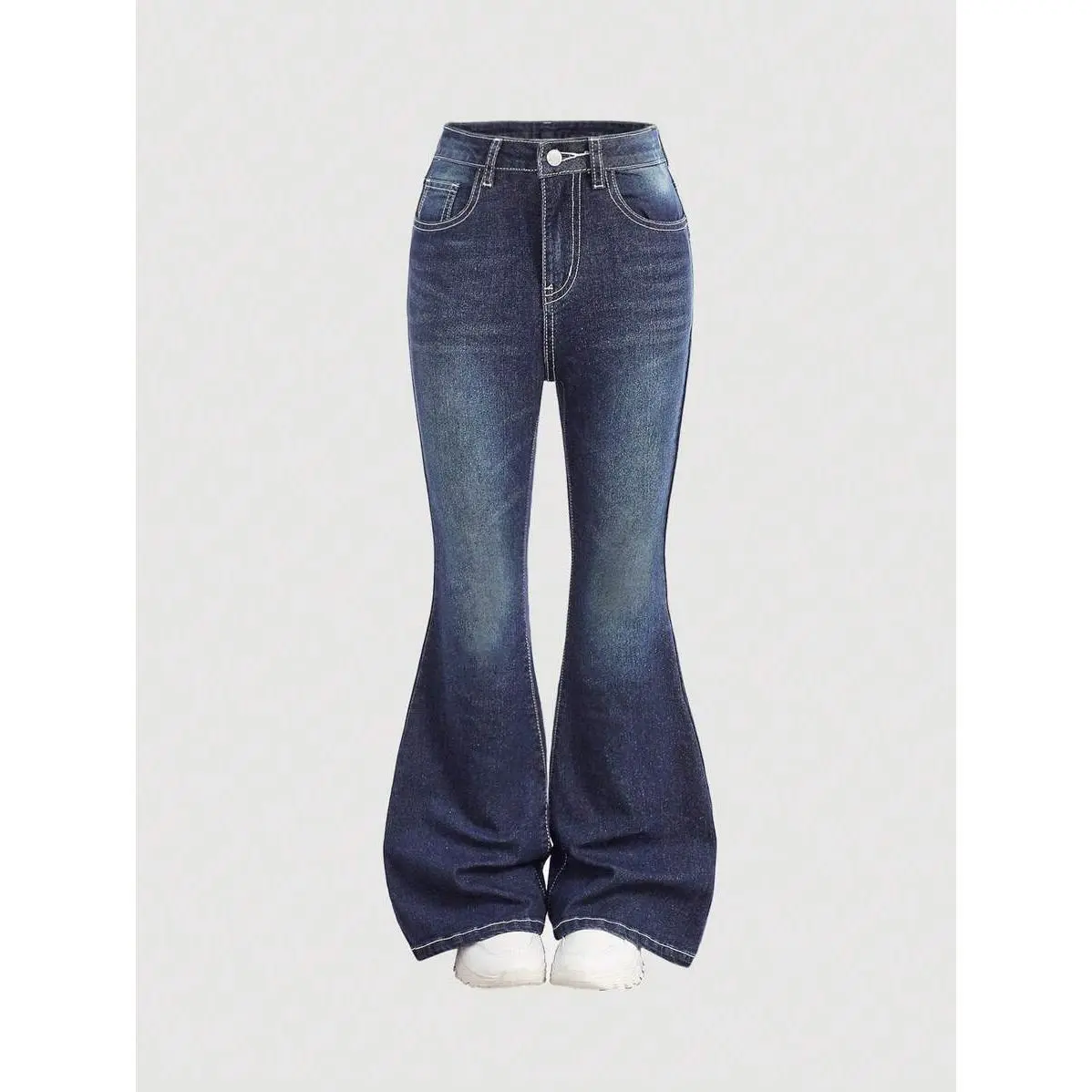 Girls' Y2K Low-Waist Casual Denim Blend Flared Jeans - Rhinestone Butterfly Embroidery, Polyester-Viscose-Elastane Geometric Fabric, Zipper Design, Autumn Winter 11y Back to School Kids' Bottoms