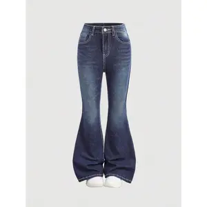 Fashion Girl Y2K Low Waist Retro Rhinestone Butterfly Embroidery Flared Jeans Autumn Winter Clothing Back to School Season