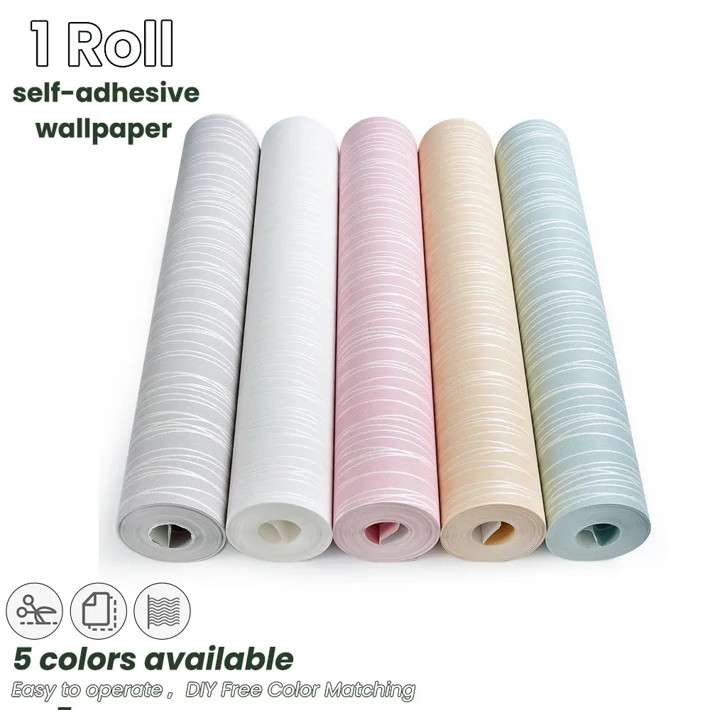 Modern Vertical Striped Self-Adhesive Wallpaper Roll, Thick Non-Woven Fabric, Classic Stripe Design, Easy Peel & Stick, Home Decor