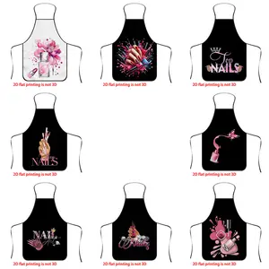 Fashionable Nail Art Print Apron, Durable Polyester Material, Ideal for Cooking BBQ Gardening Painting Manicure, Unisex Indoor Outdoor Use