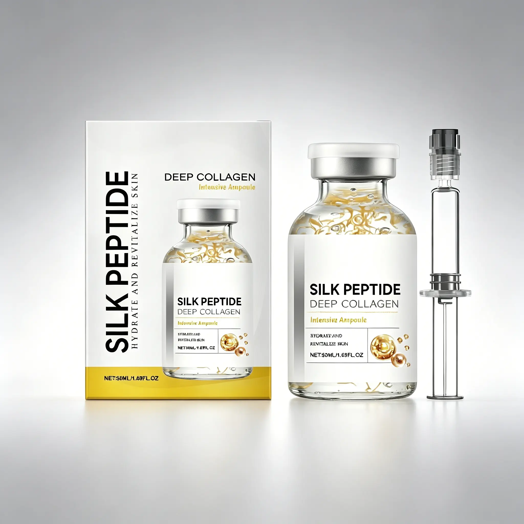 Deep Collagen Silk Peptide Serum 50ml – Supports Skin Elasticity & Firmness – Hydrating Ampoule for All Skin Types