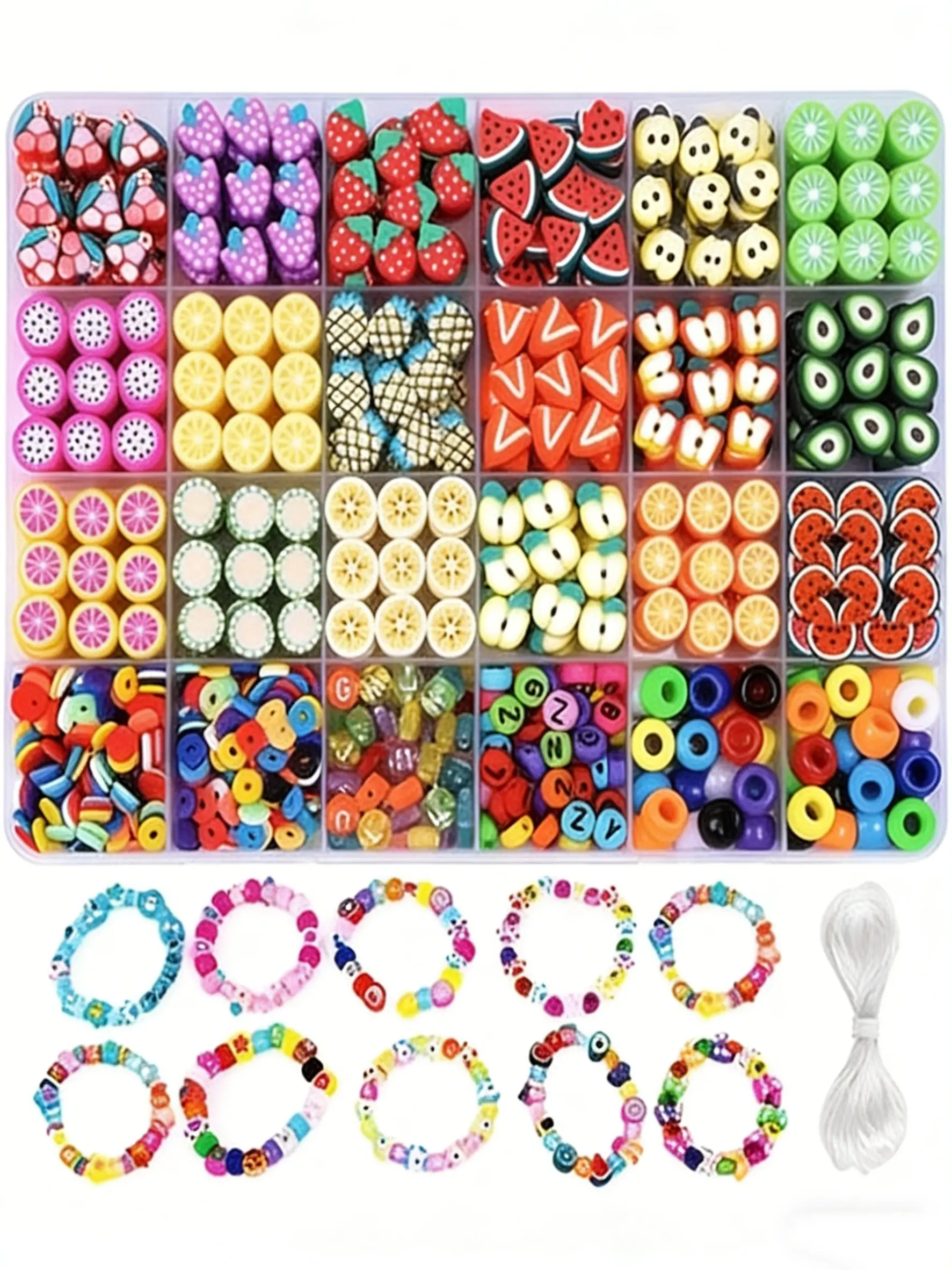 1200pcs Clay Beads Beaded Bracelet Making Kit, 18 Colors Non-Toxic DIY Jewelry Supplies, Craft Necklace Earrings Keychain Set, Beading Kits, Easy Assembly