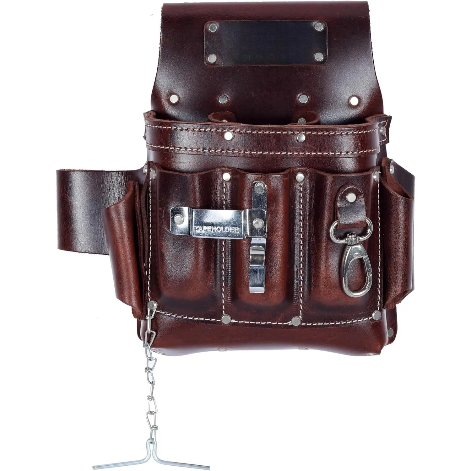 Electrician's Leather Tool Pouch – 10 Pocket Full Grain Leather Organizer for Electricians, Carpenters & Construction Workers – Durable, Heavy-Duty Utility Pouch (Brown/Black), Tool Organizing Bag, Tool Belt