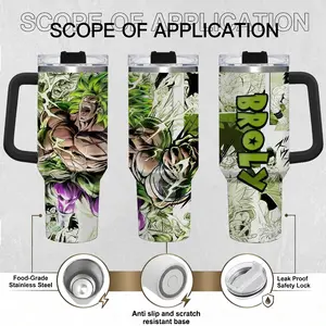 [DBZ] Broly Legendary Green Super Saiyan 20oz & 40oz Tumbler With Handle – Anime Gaming Style Stainless Steel Cup, Insulated Iced Coffee Travel Mug, Gift For Otaku & Anime Fans