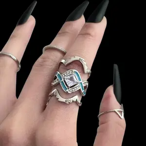 Silver Chevron Stackable Ring Set (3-Piece)