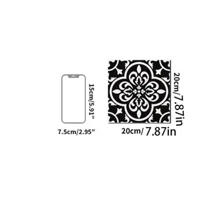 24/48 Self-Adhesive Waterproof PVC Tile Stickers, Floral Pattern, 19.99x19.99 Cm, Wall & Floor Decor, Kitchen, Bathroom, Bedroom, Fireplace, Laundry Area